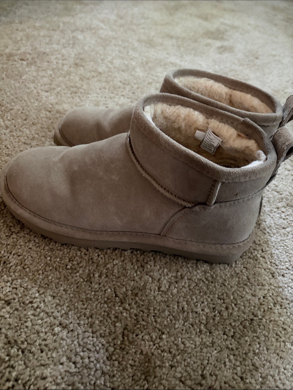BearPaw Women's Suede Plush-Lined Ankle Slippers - Taupe